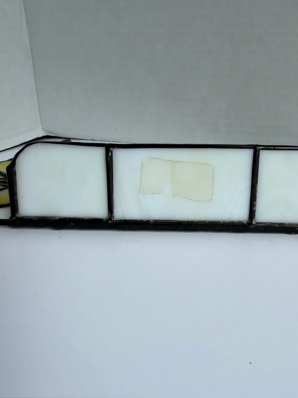 Stained Glass Tiffany Style Photo Frame 3x5 Lily Flower Floral White Yellow Vtg